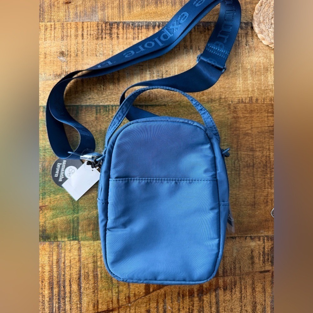 Samantha Brown Crown Blue Quilted Anti-Theft Crossbody Bag 3 compartments New